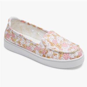 NEW ROXY Minnow Plus Shoes Women's White Floral Slip On Sneaker SIZE 12
